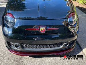 FIAT 500 ABARTH Front Emblem Cover - Carbon Fiber - Dark Red Candy